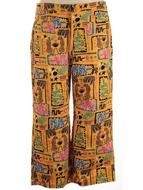 Nooworks Wide Leg Pants in Mustard Yellow with Desert Print